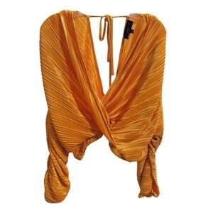 EUC Eloquii Twist Front Women's Orange Pleated Crop Top